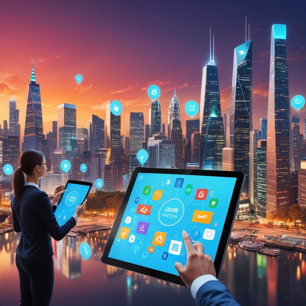 A digital marketplace bustling with vibrant insurance symbols, such as shields and checkmarks, surrounded by diverse individuals comparing quotes on tablets. Floating icons of resources like guides and tips glow around them, creating an atmosphere of accessibility and knowledge. The background features a modern city skyline, representing progress and security. super-realistic. vibrant colors. 3D.